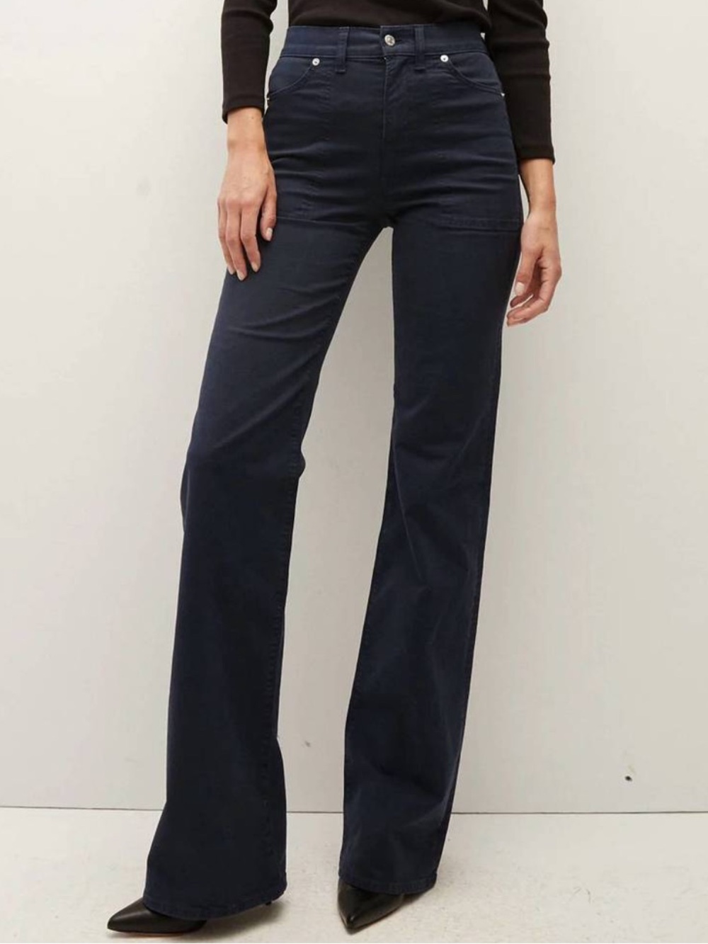 Veronica Beard Crosbie Wide Leg Pants Navy Blue High Rise